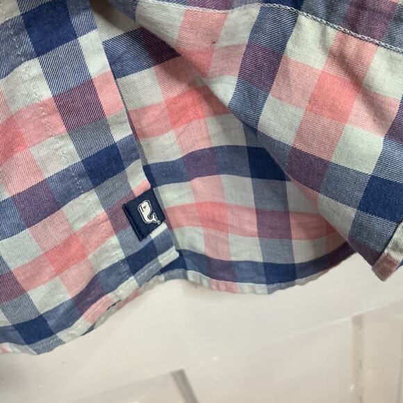 Vineyard Vines Button Down Gingham Plaid Slim Fit Longshore Shirt M-105 Sz S - Picture 5 of 8